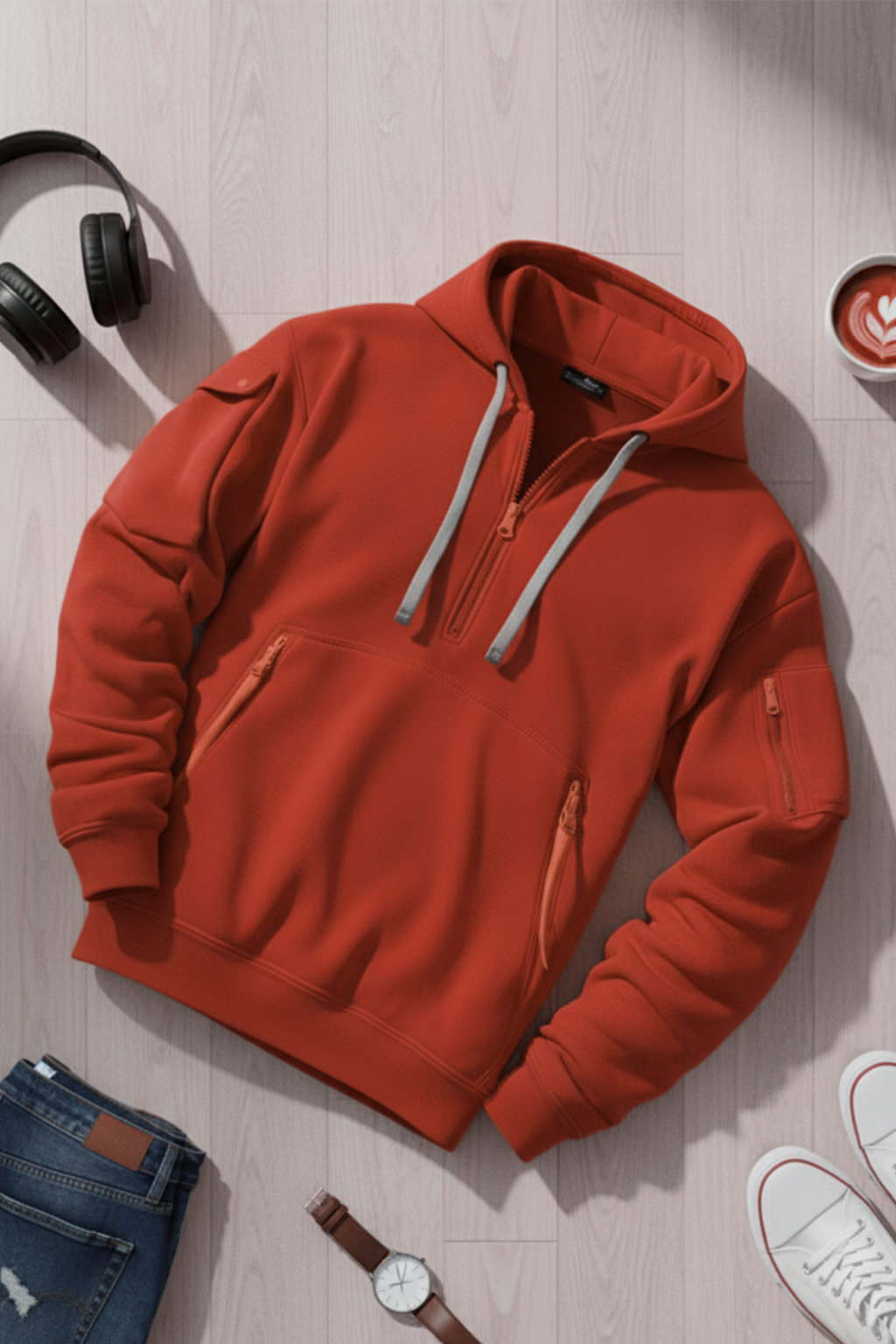 Bluza z kapturem | Krzysztof – Ceglastoczerwona