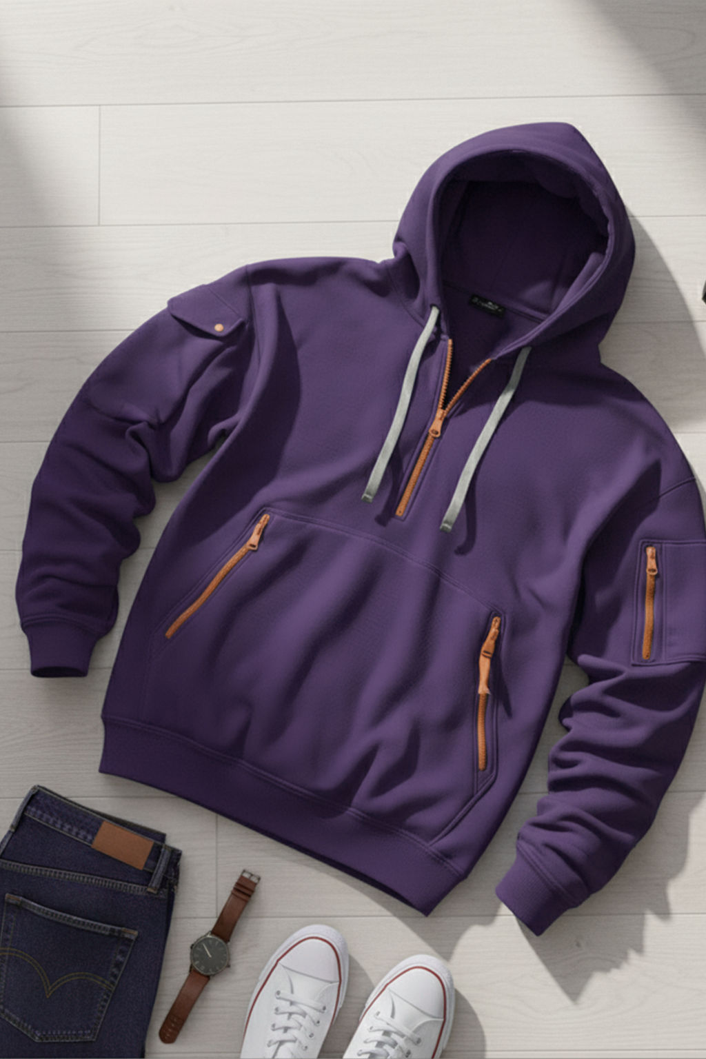 Bluza z kapturem | Adrian – Ciemnopurpurowa