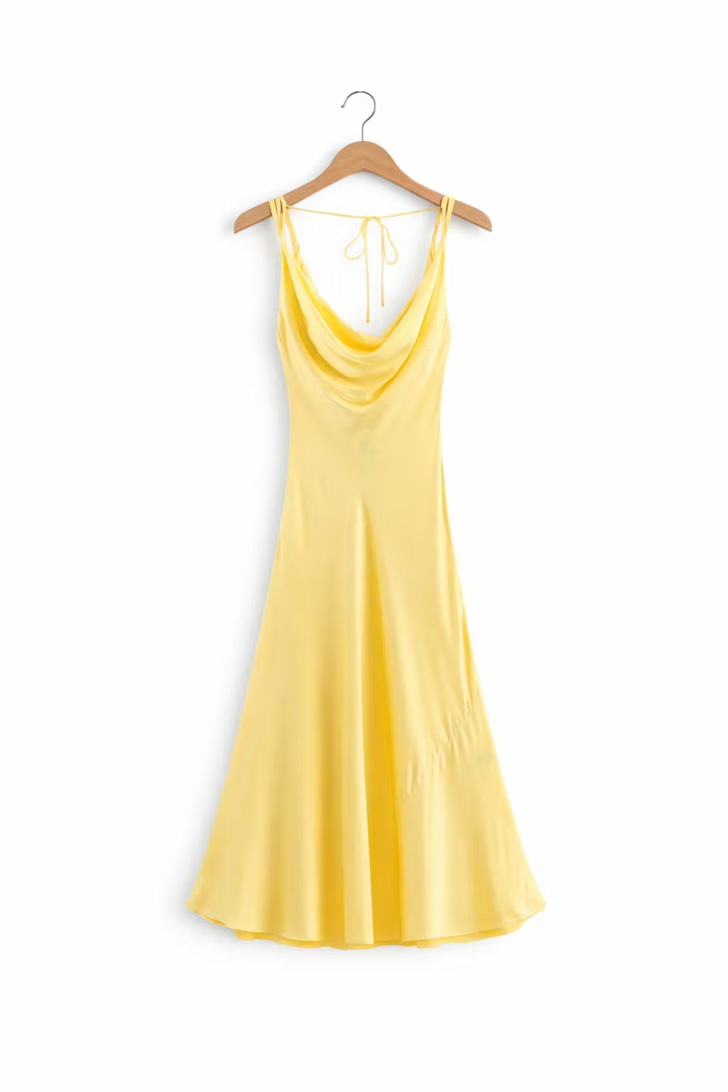 Satynowa Sukienka Maxi z Dekoltem Cowl