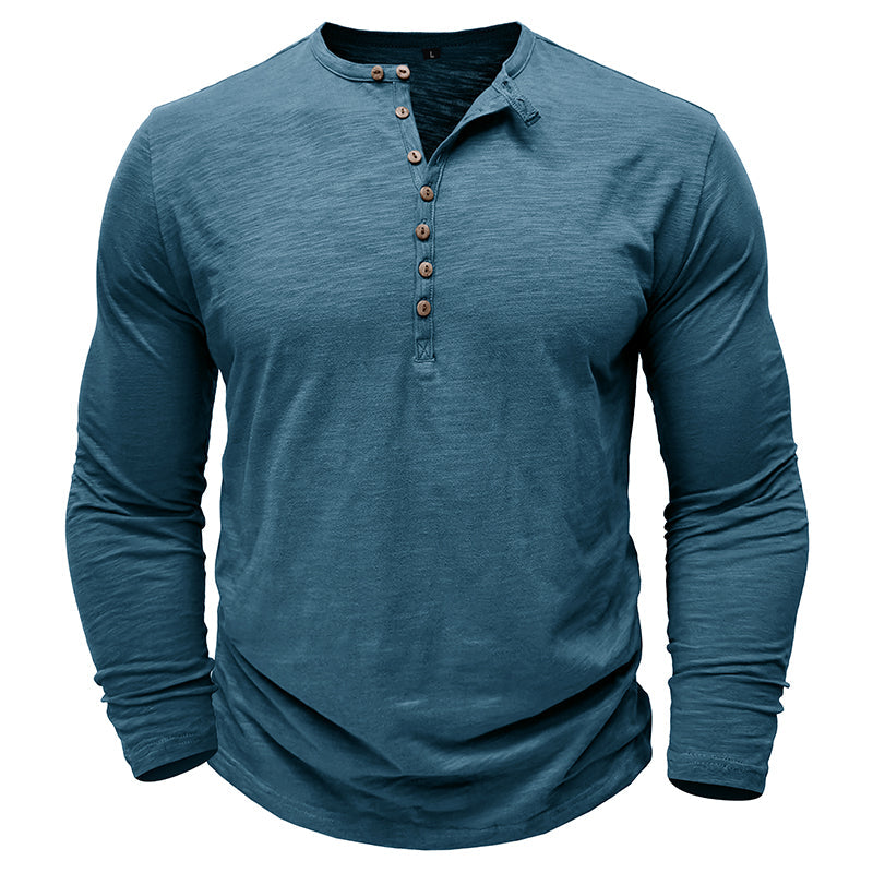 Męska koszulka basic z dekoltem Henley
