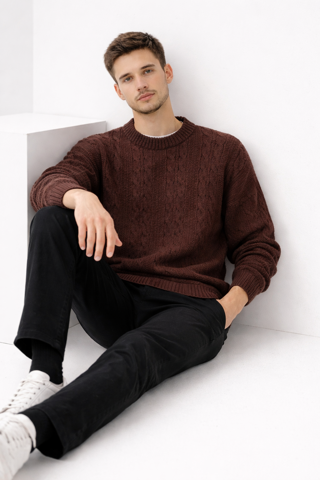 Dzianinowy Sweter z Warkoczem