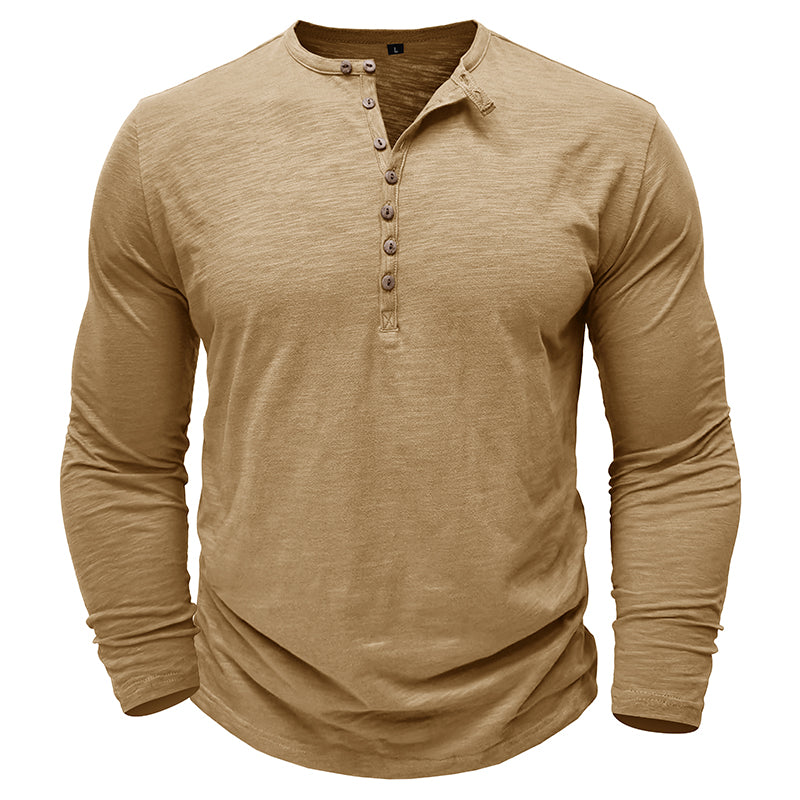Męska koszulka basic z dekoltem Henley