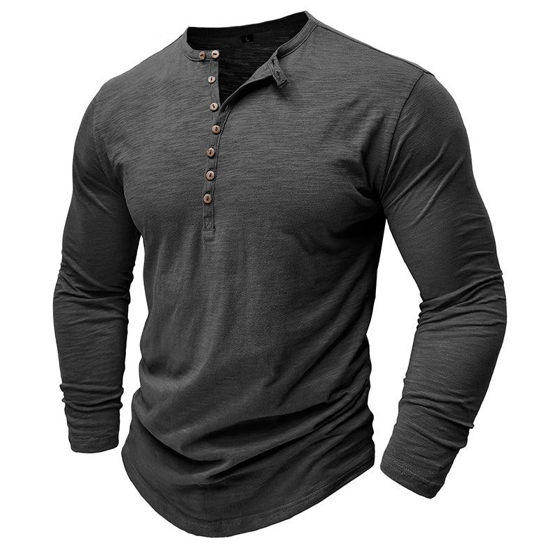 Męska koszulka basic z dekoltem Henley