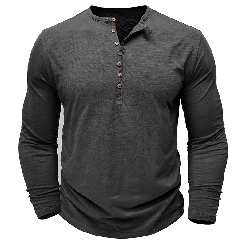 Męska koszulka basic z dekoltem Henley