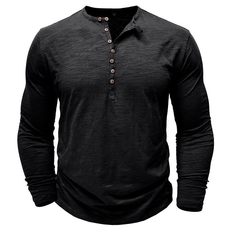 Męska koszulka basic z dekoltem Henley