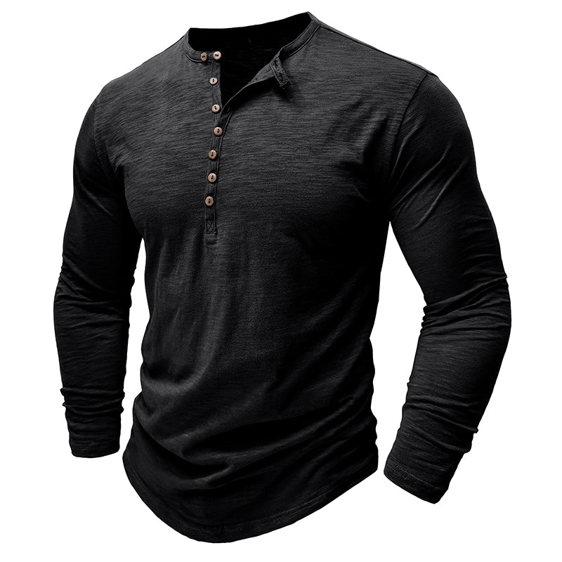 Męska koszulka basic z dekoltem Henley