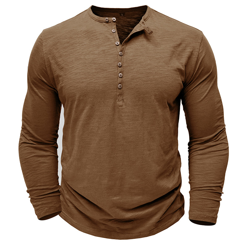 Męska koszulka basic z dekoltem Henley