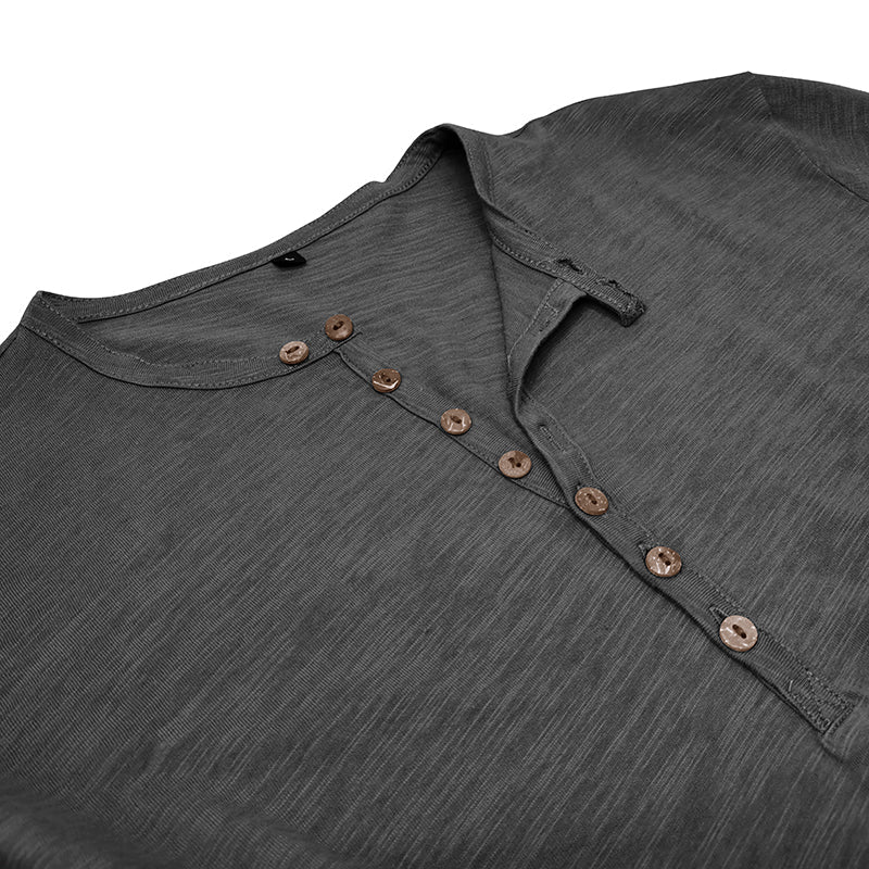 Męska koszulka basic z dekoltem Henley