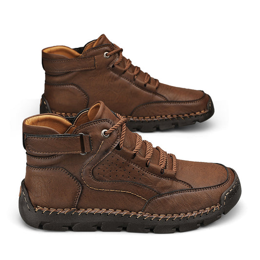 Skórzane Buty Wysokie w Stylu Outdoor