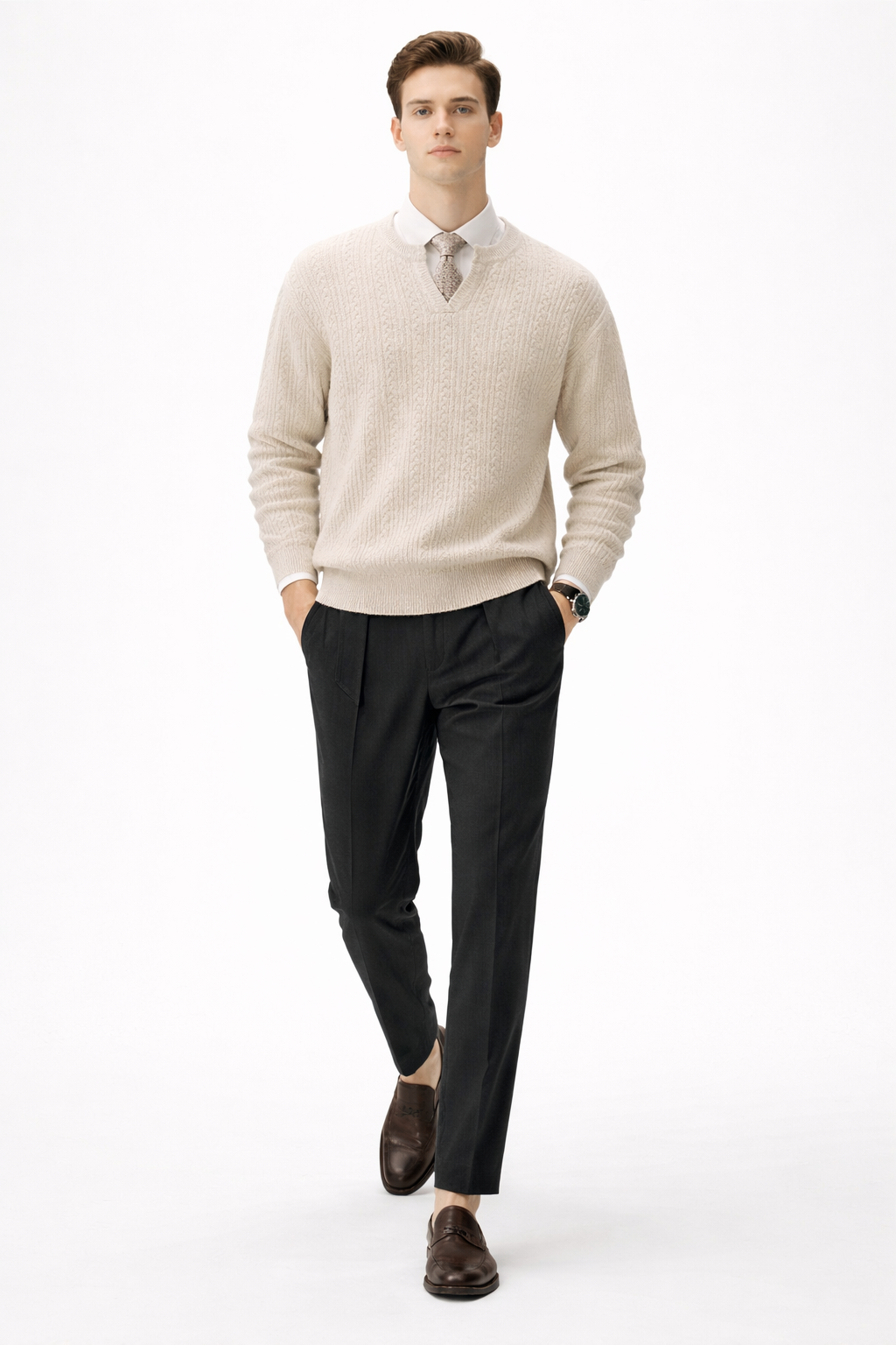 Dzianinowy Sweter z Rozcięciem