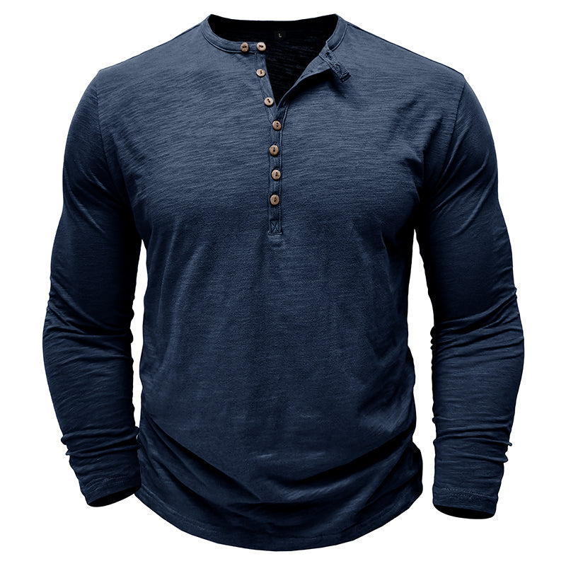 Męska koszulka basic z dekoltem Henley