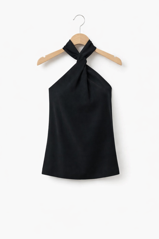 Tkany top z dekoltem typu halter