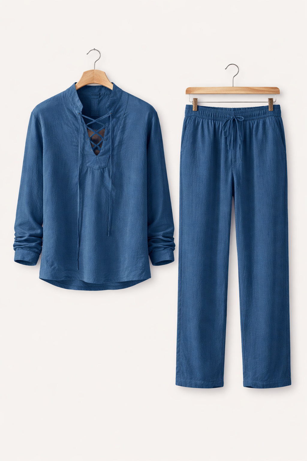 Teksturowany Komplet z Koszulą Wiązaną i Spodniami