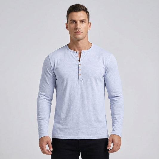 Męska koszulka basic z dekoltem Henley