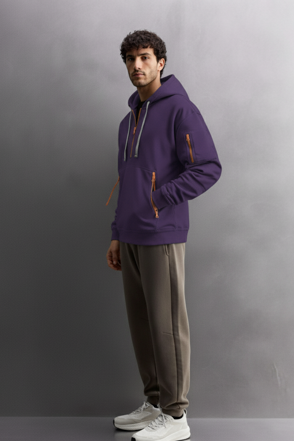 Bluza z kapturem | Adrian – Ciemnopurpurowa