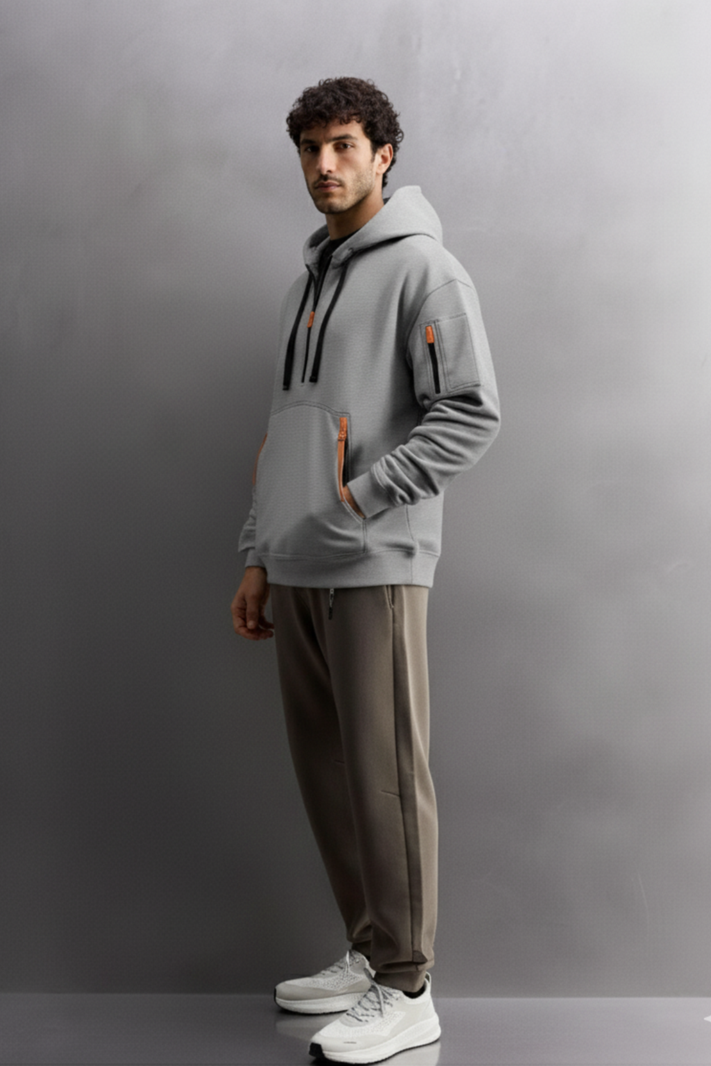 Bluza z kapturem | Damian – Popielata Szara