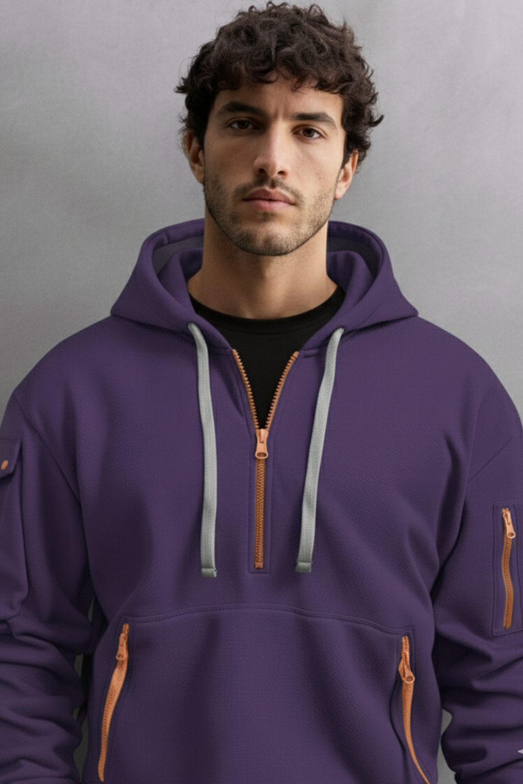 Bluza z kapturem | Adrian – Ciemnopurpurowa