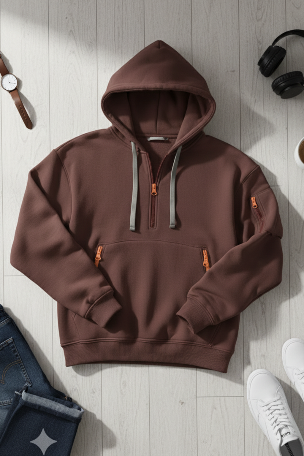 Bluza z kapturem | Piotr – Czekoladowa Brązowa