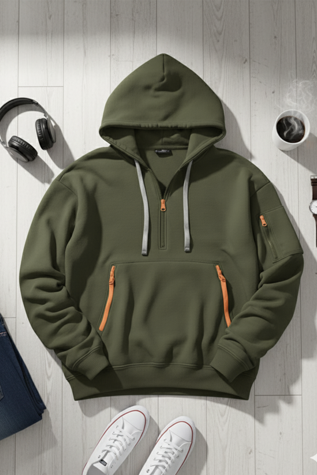 Bluza z kapturem | Łukasz – Oliwkowa Zielona