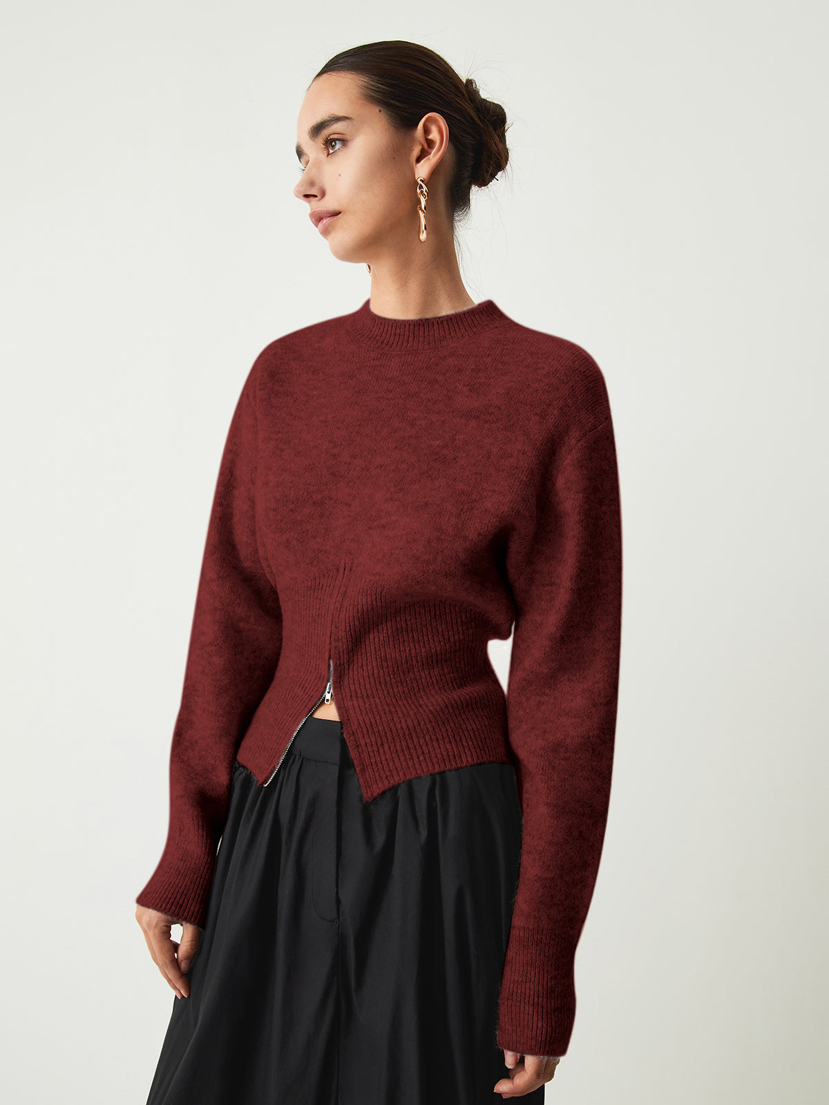 Damski Sweter Dzianinowy z Zamkiem