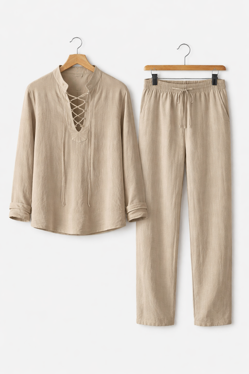 Teksturowany Komplet z Koszulą Wiązaną i Spodniami