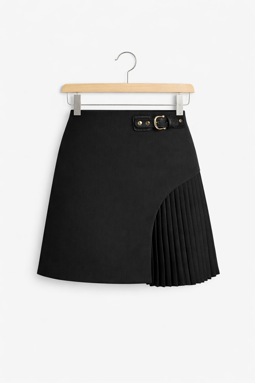 Asymetryczna Mini Spódnica z Plisowaniem w Odcieniu Berry