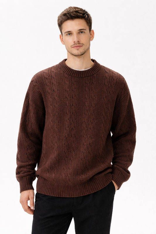 Dzianinowy Sweter z Warkoczem