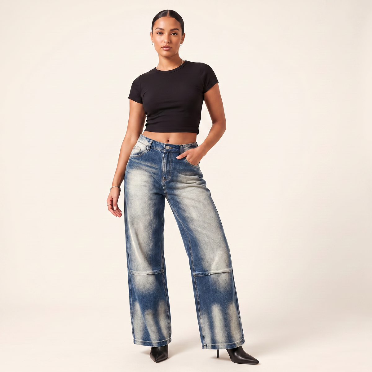 Azura Jeans met Wijde Pijpen en Vleugelmotief