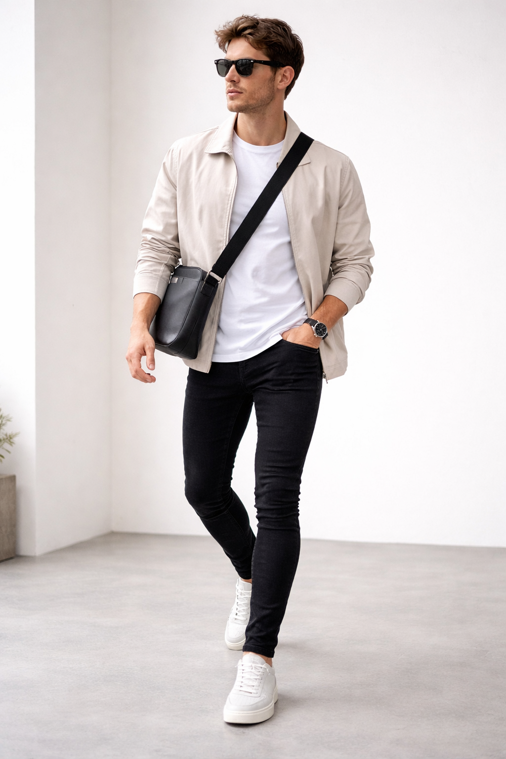 Męskie Czarne Jeansy Skinny