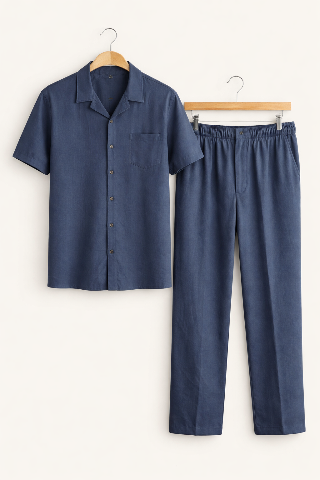 Teksturowany Komplet z Koszulą z Krótkim Rękawem i Szerokimi Spodniami