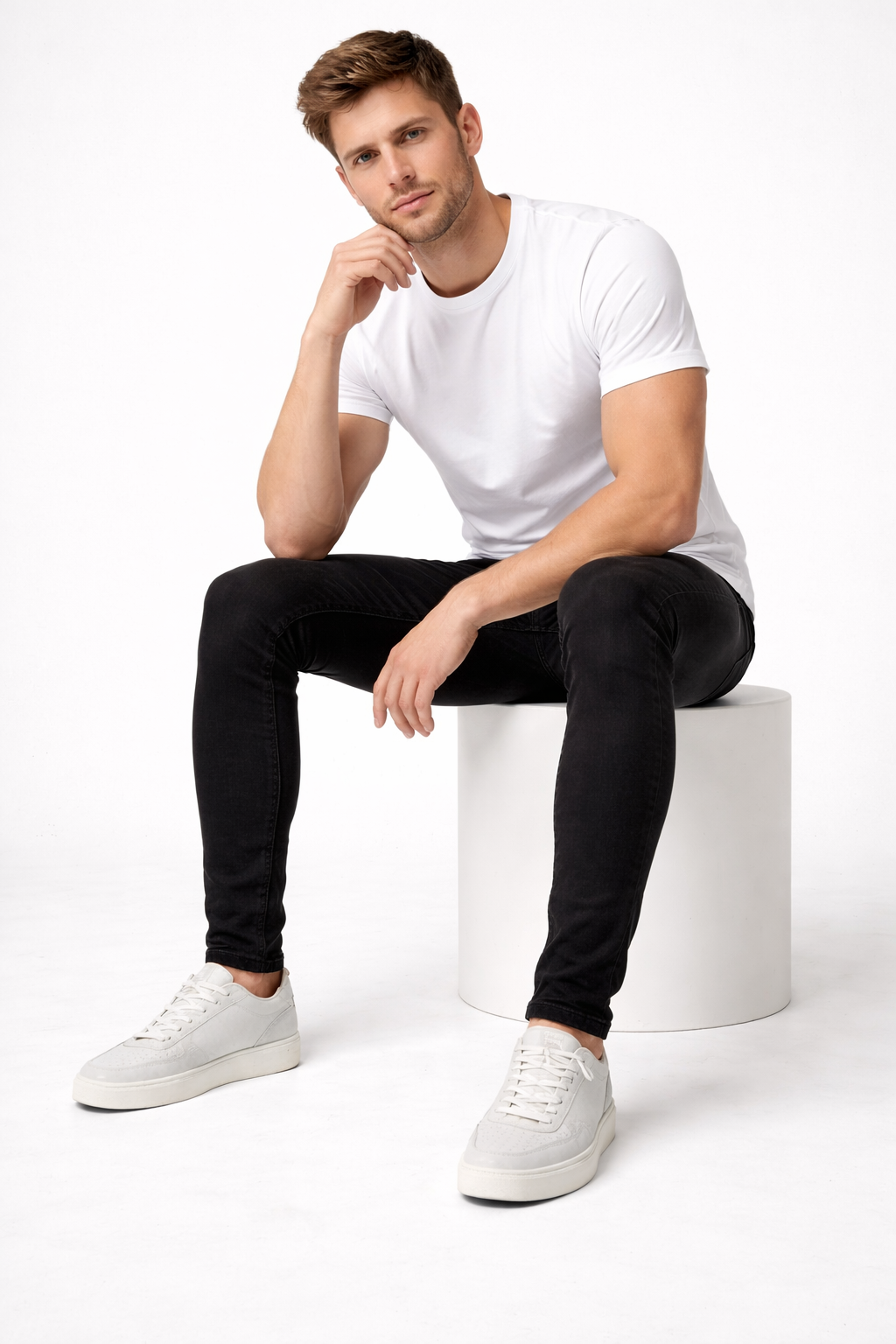 Męskie Czarne Jeansy Skinny