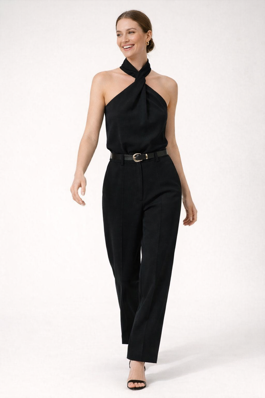 Tkany top z dekoltem typu halter