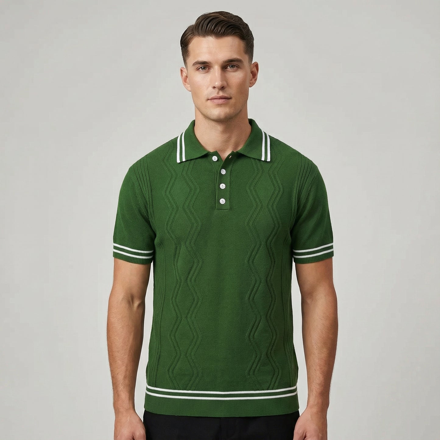 Elegancka zielona dzianinowa koszulka polo