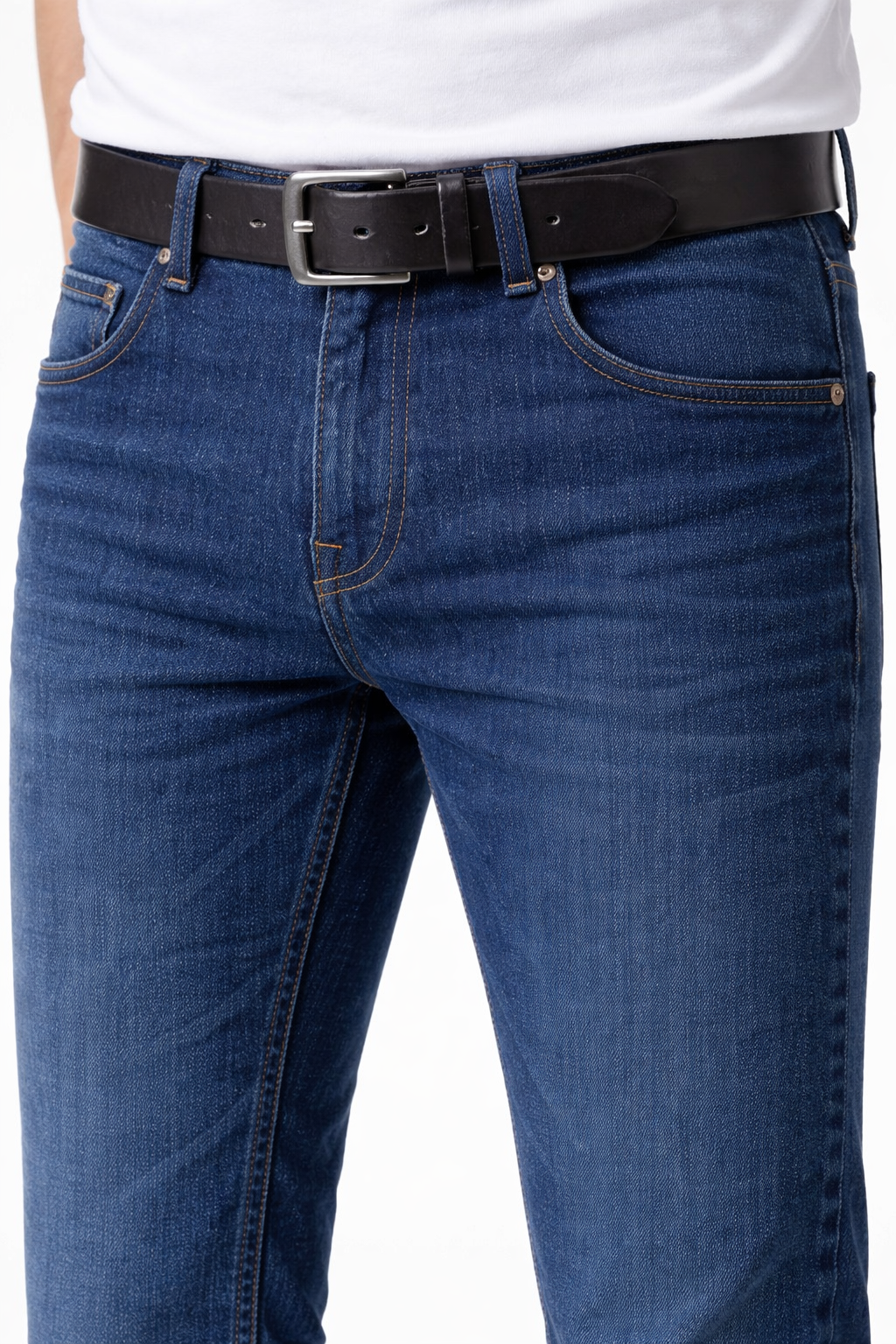Męskie ciemnoniebieskie jeansy Straight Fit