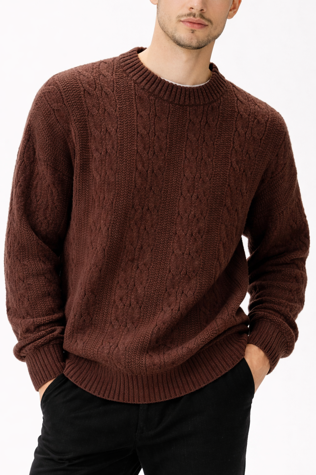 Dzianinowy Sweter z Warkoczem
