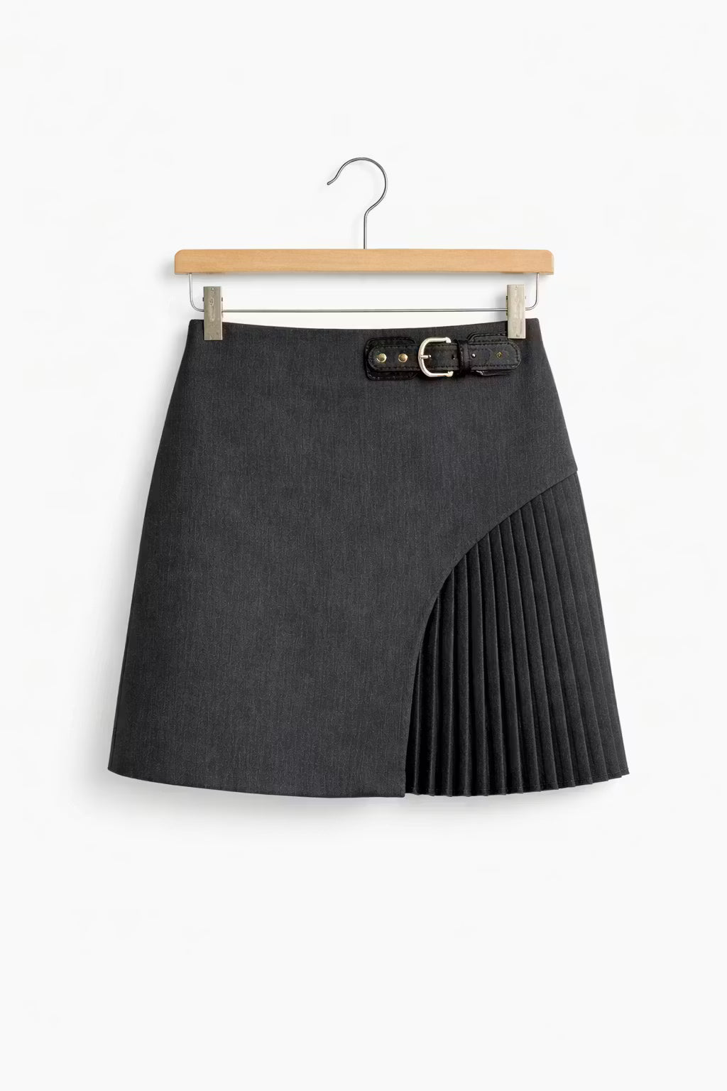 Asymetryczna Mini Spódnica z Plisowaniem w Odcieniu Berry