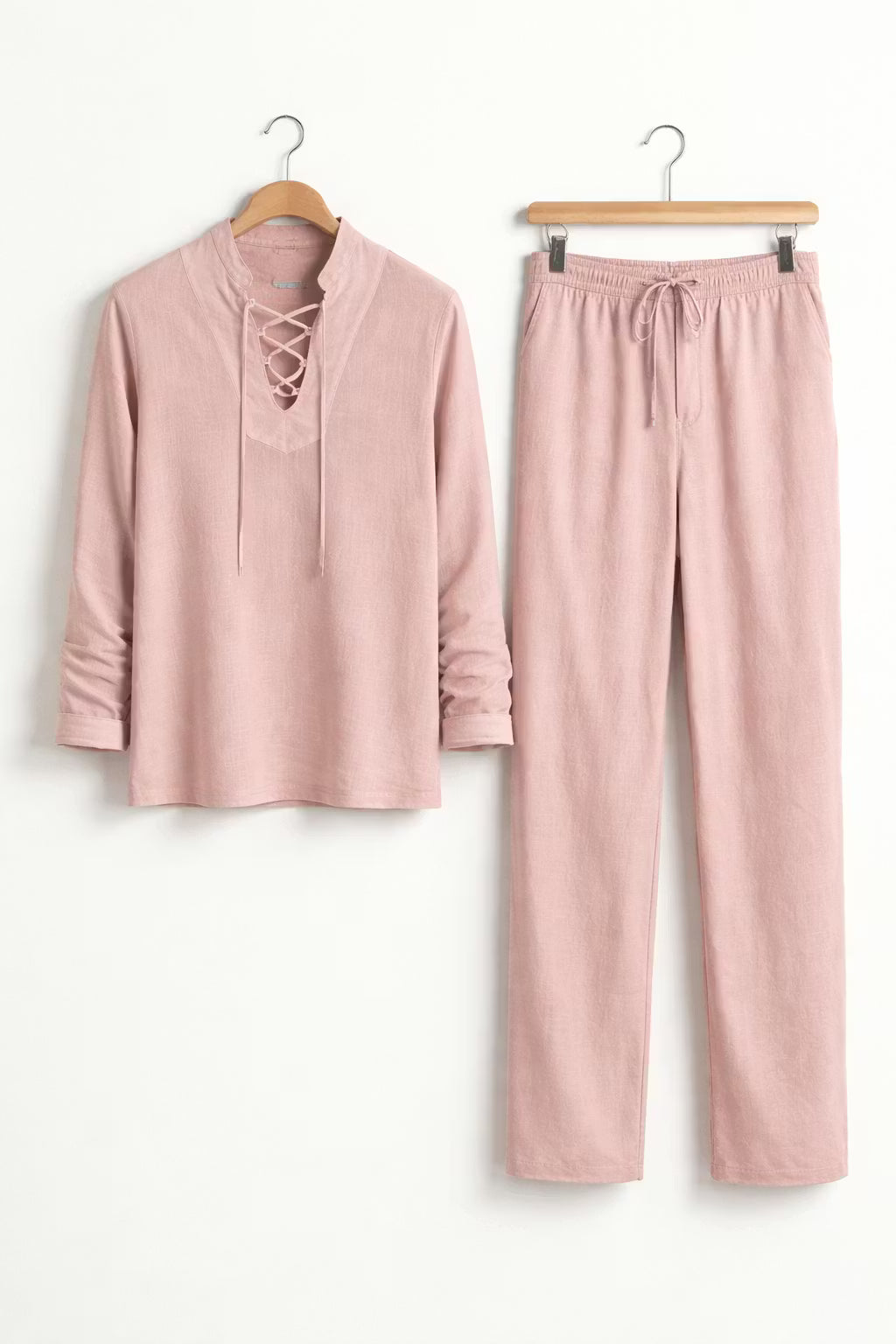 Teksturowany Komplet z Koszulą Wiązaną i Spodniami