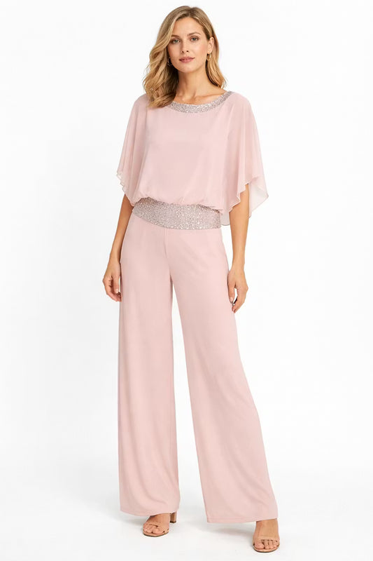 Damski Zestaw Drapowana Bluzka i Spodnie z Szeroką Nogawką