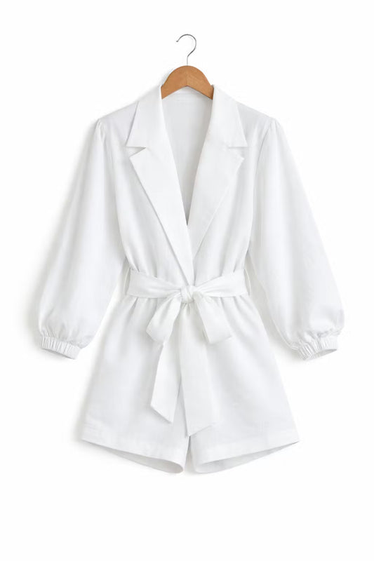 Strukturalny Kombinezon Blezerowy z Paskiem