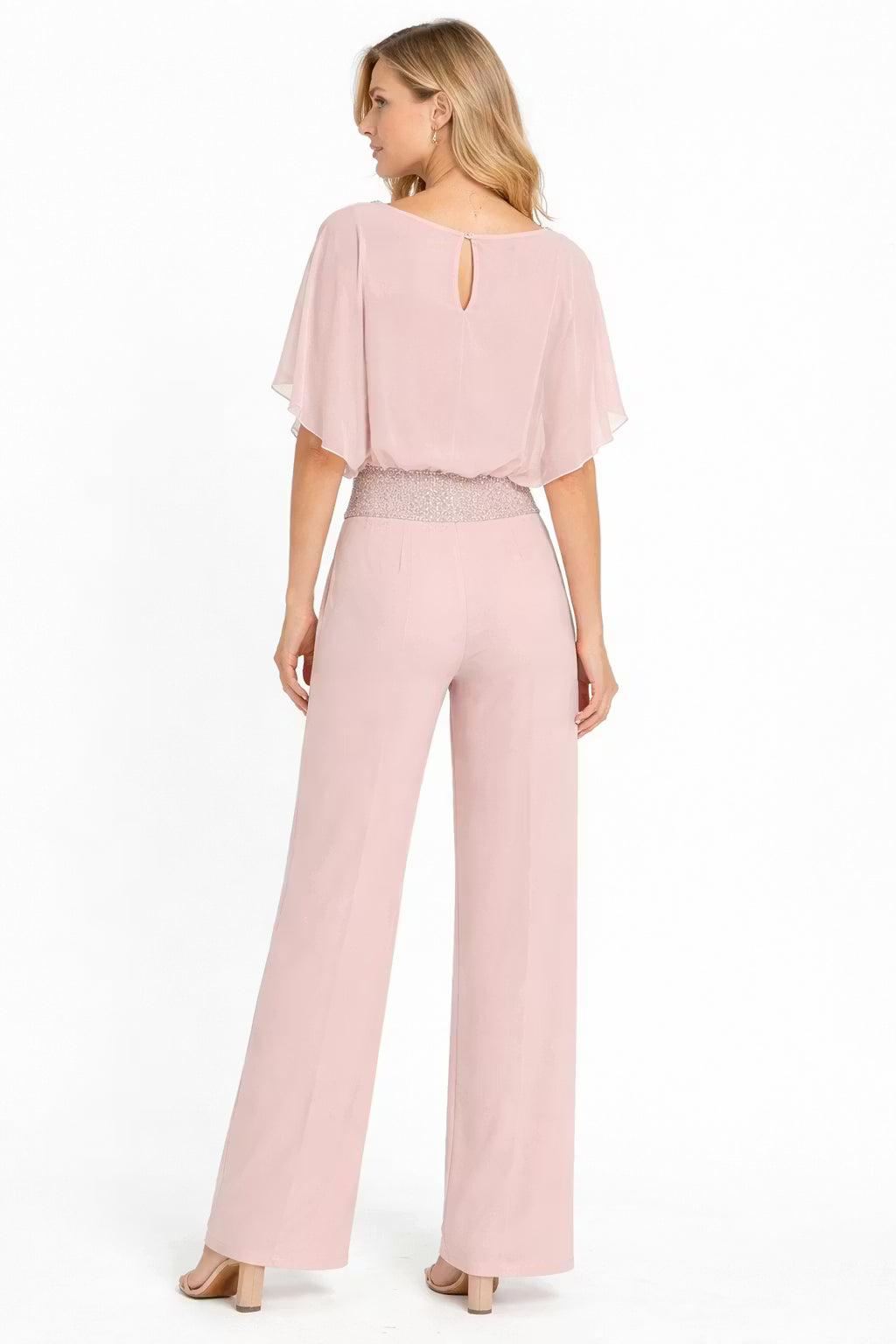 Damski Zestaw Drapowana Bluzka i Spodnie z Szeroką Nogawką