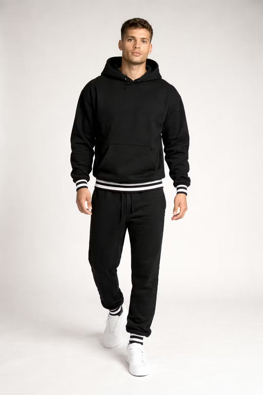 Strukturalny Komplet z Bluzą z Kapturem i Spodniami Jogger