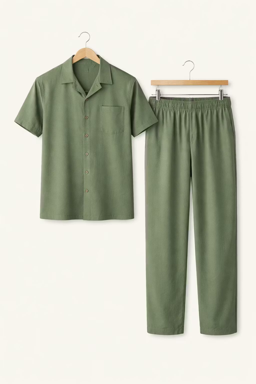 Teksturowany Komplet z Koszulą z Krótkim Rękawem i Szerokimi Spodniami