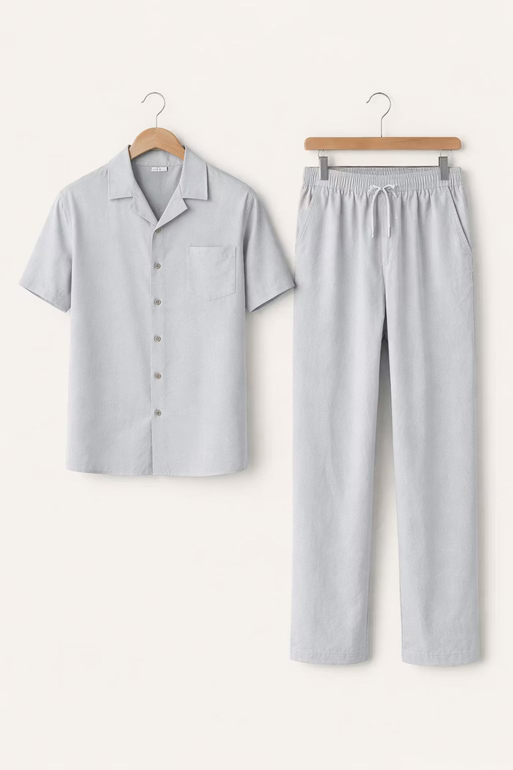 Teksturowany Komplet z Koszulą z Krótkim Rękawem i Szerokimi Spodniami