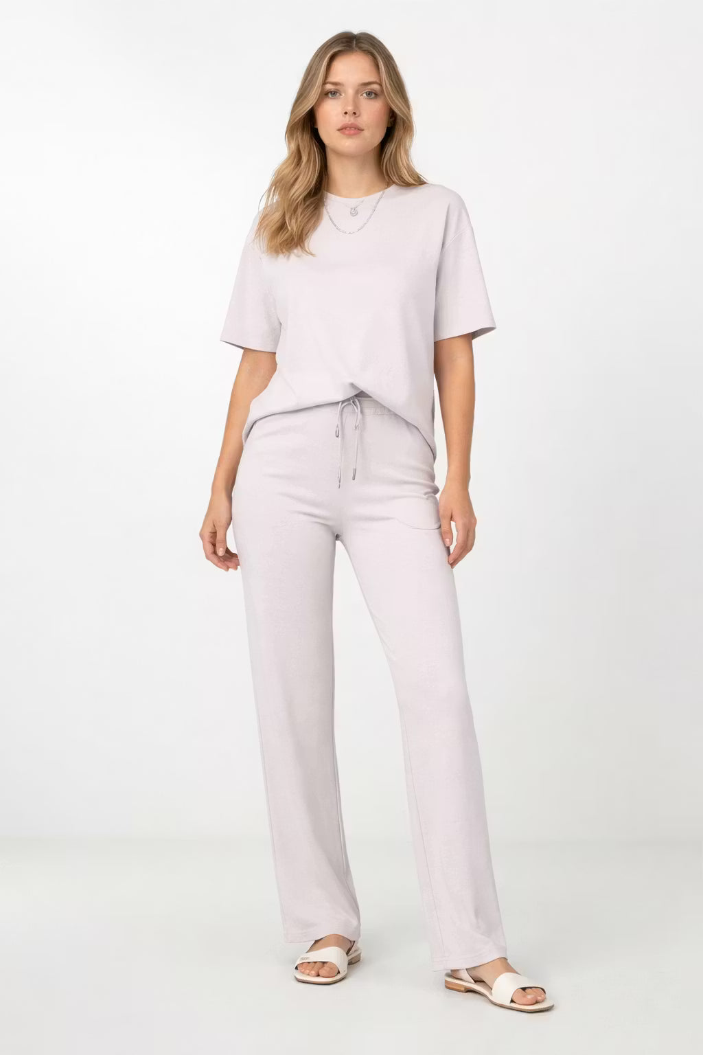 Damski Dzianinowy Zestaw Koszulka i Spodnie