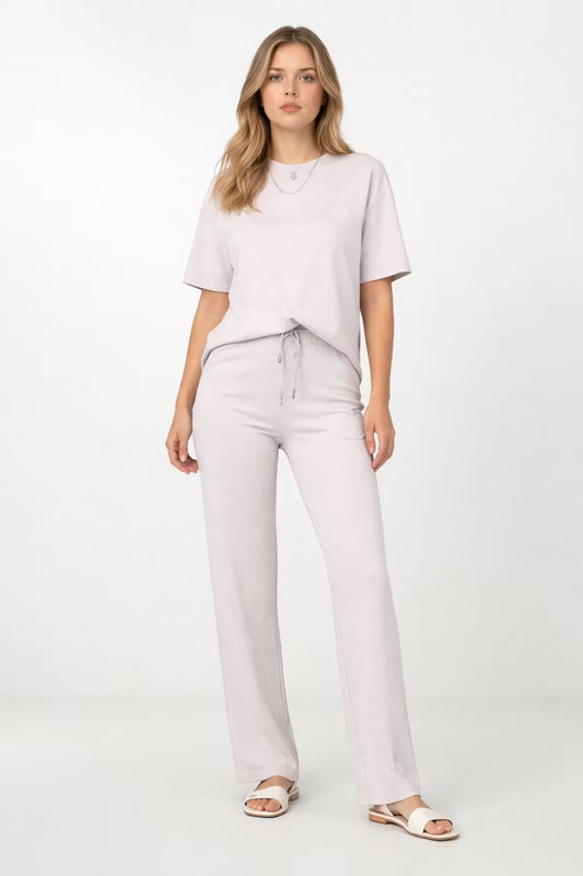 Damski Dzianinowy Zestaw Koszulka i Spodnie