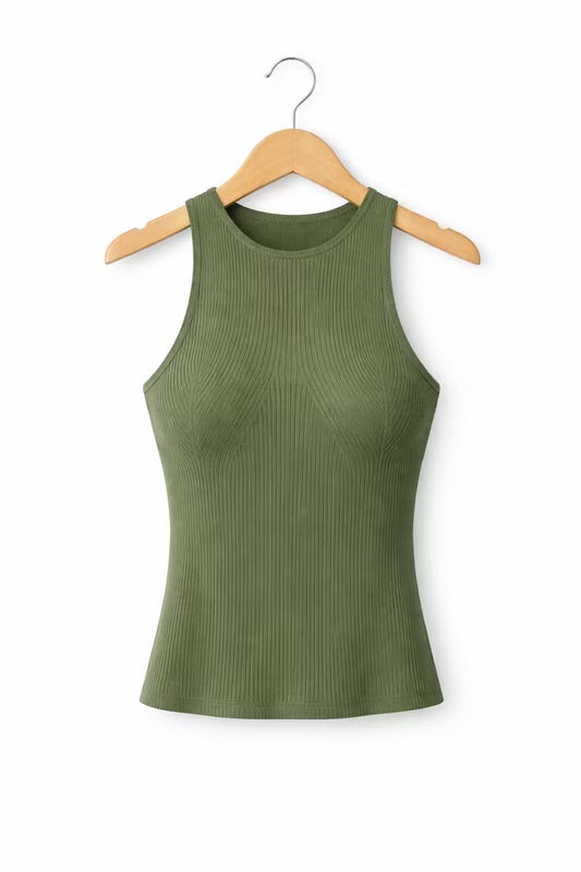 Elmira Strukturalny Prążkowany Top Bez Rękawów