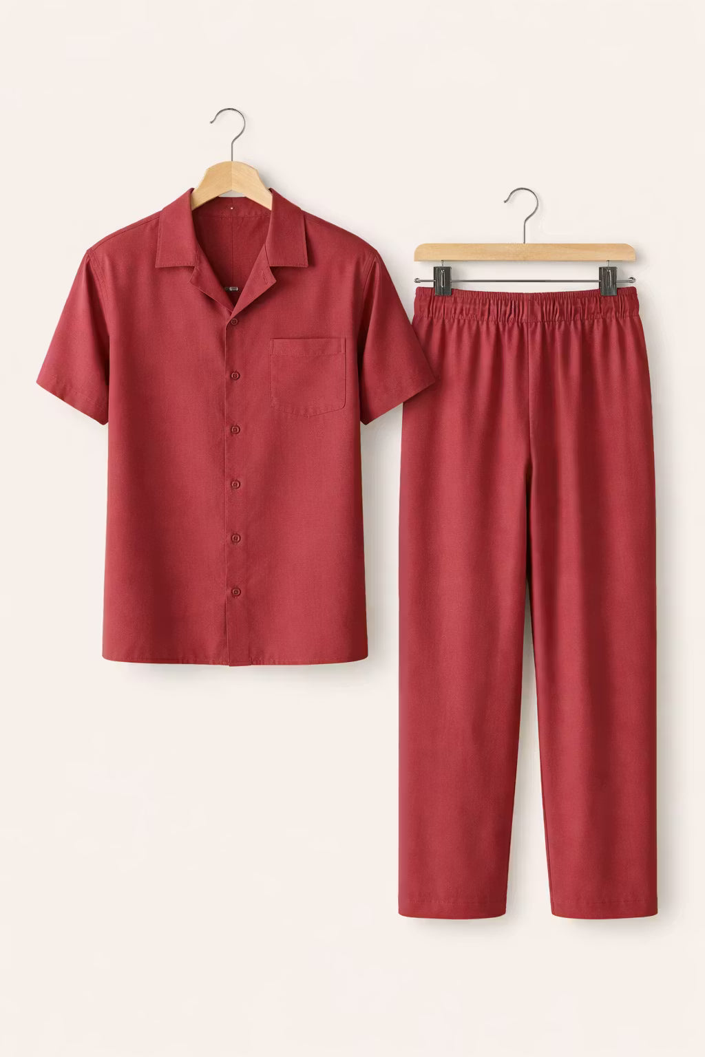 Teksturowany Komplet z Koszulą z Krótkim Rękawem i Szerokimi Spodniami