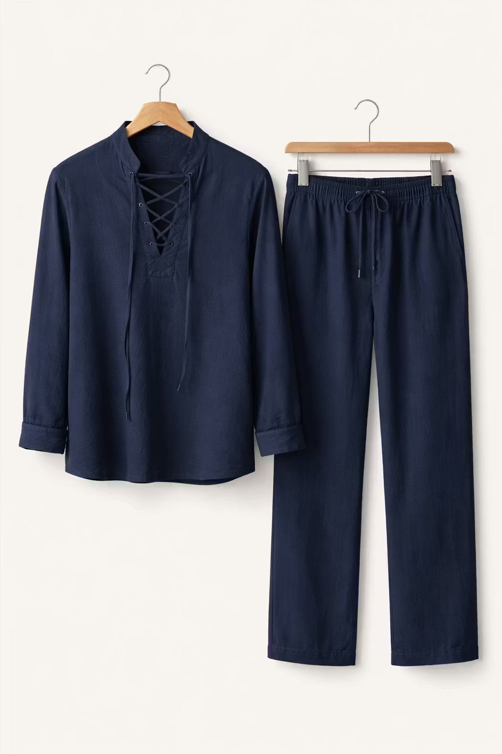 Teksturowany Komplet z Koszulą Wiązaną i Spodniami