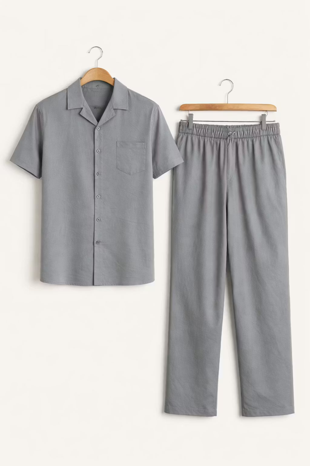 Teksturowany Komplet z Koszulą z Krótkim Rękawem i Szerokimi Spodniami