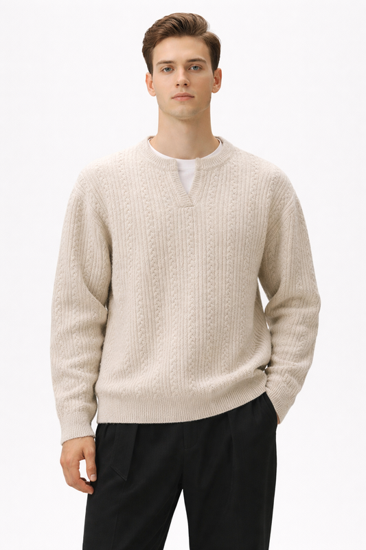 Dzianinowy Sweter z Rozcięciem
